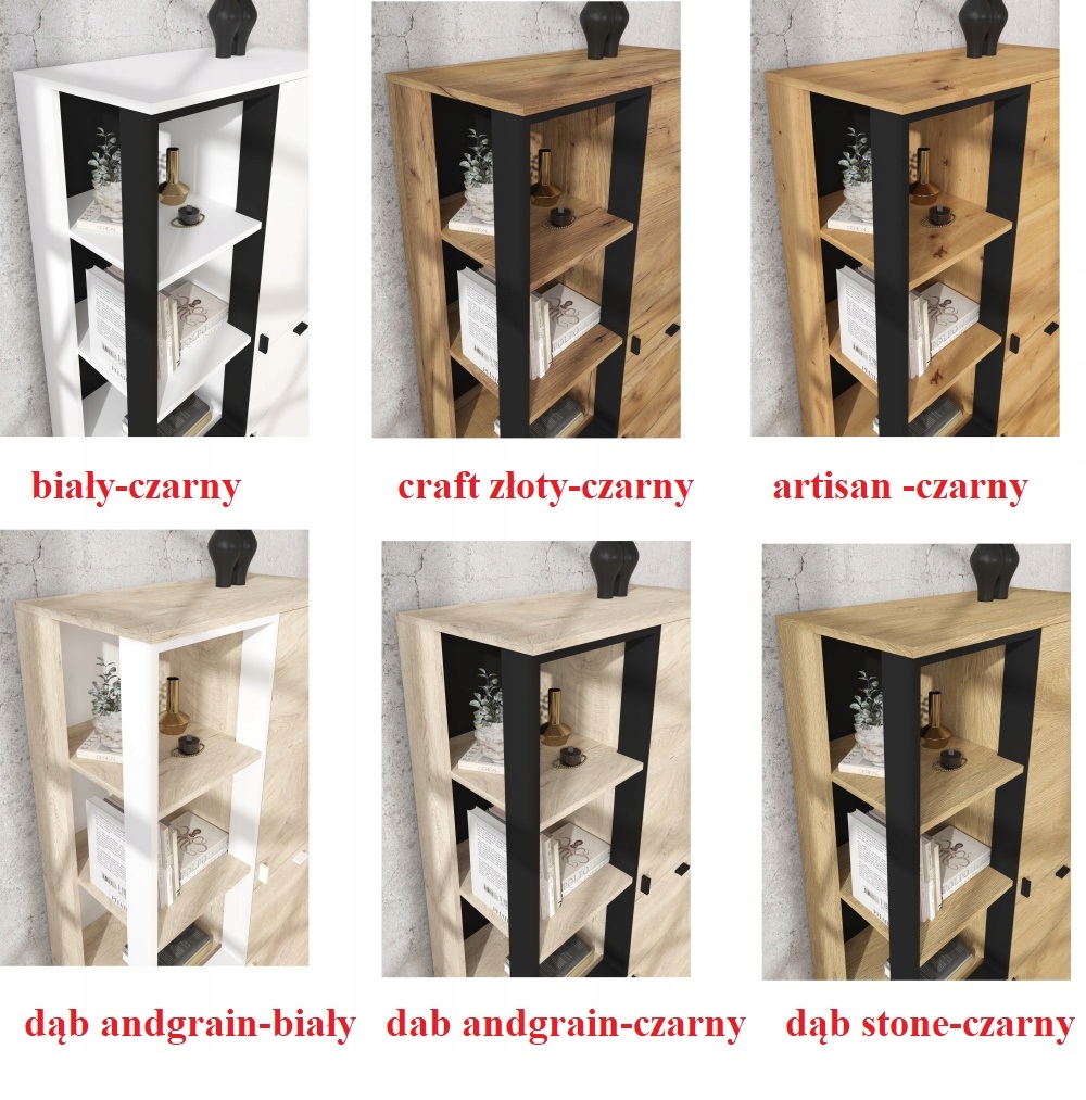 Meble VEGAS M2 ZESTAW do salonu dąb białe czarne Marka Meblocross