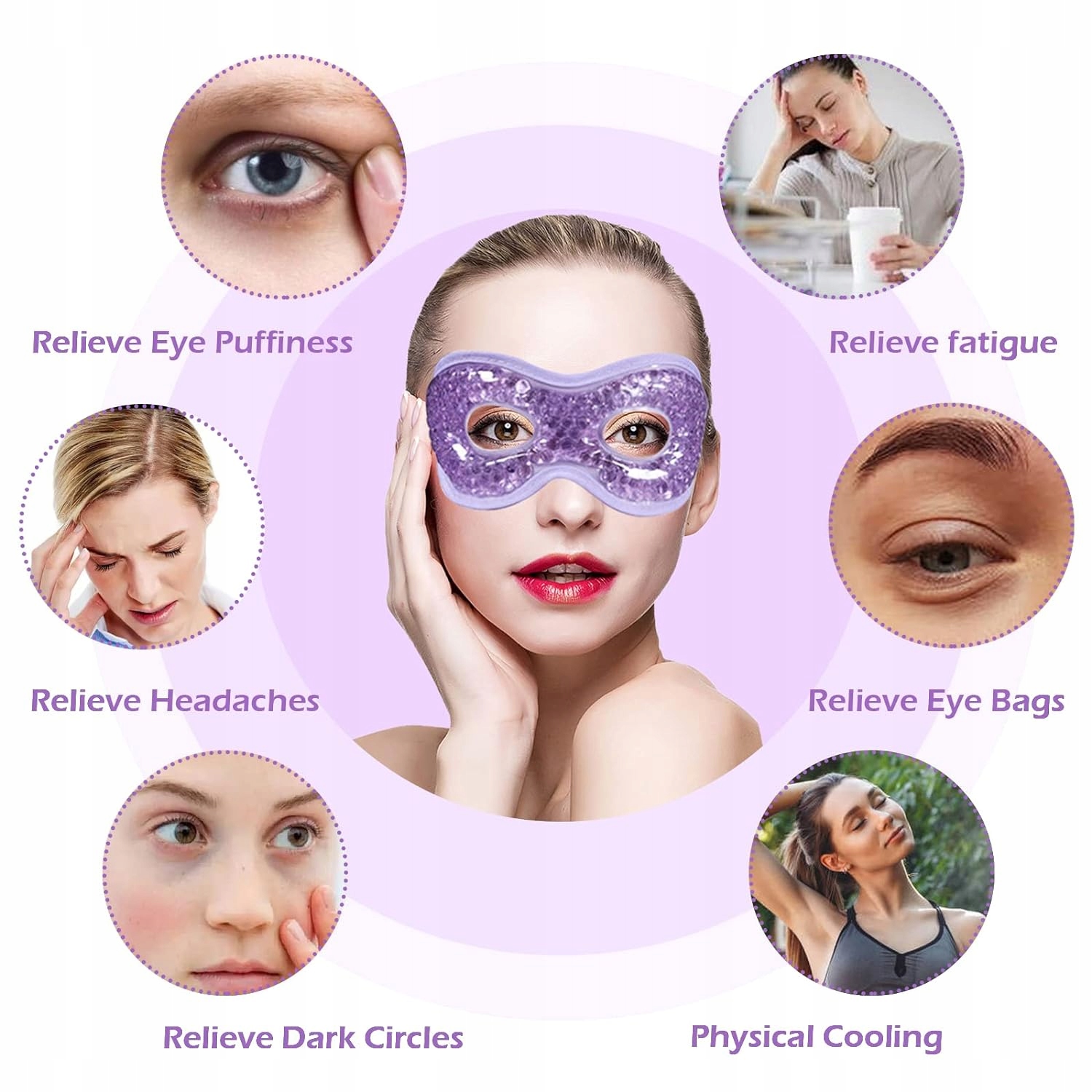 ŻELOWA MASKA NA OCZY ZESTAW WIELOKROTNEGO UŻYTKU RÓŻOWA I FIOLETOWA Stan opakowania oryginalne