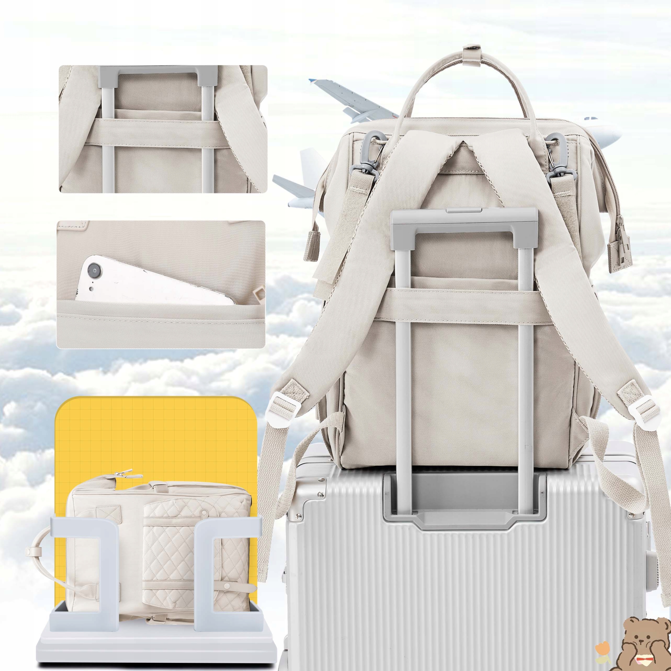 torba plecak do wozka organizer dla mamy taty 3w1 Wzór dominujący bez wzoru