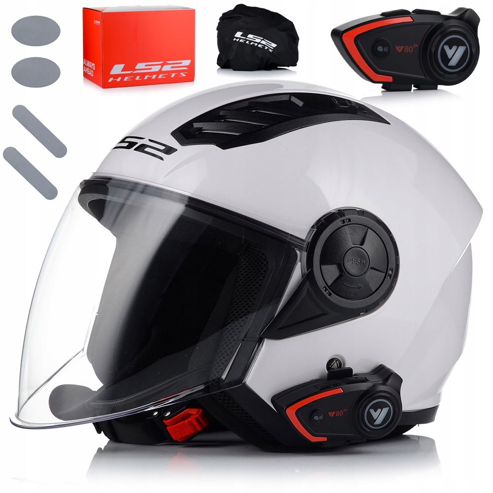 Otvorená Motocyklová Prilba LS2 OF616 II Biela Lesklá Bluetooth Interkom