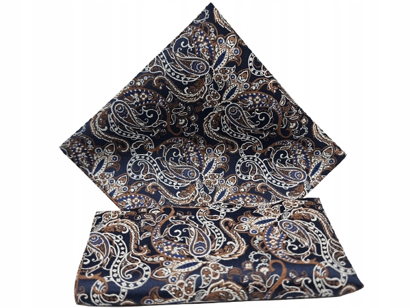 GRANATOWA / BRĄZOWA WE WZORY POSZETKA WYPUSTKA BUTONIERKA