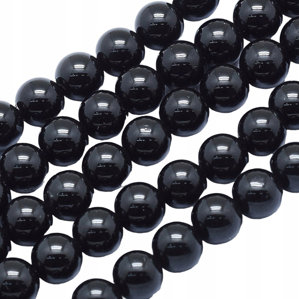 Přírodní Černý Turmalín Kameny Kámen Korálky Koule 6mm Šňůra 62Št