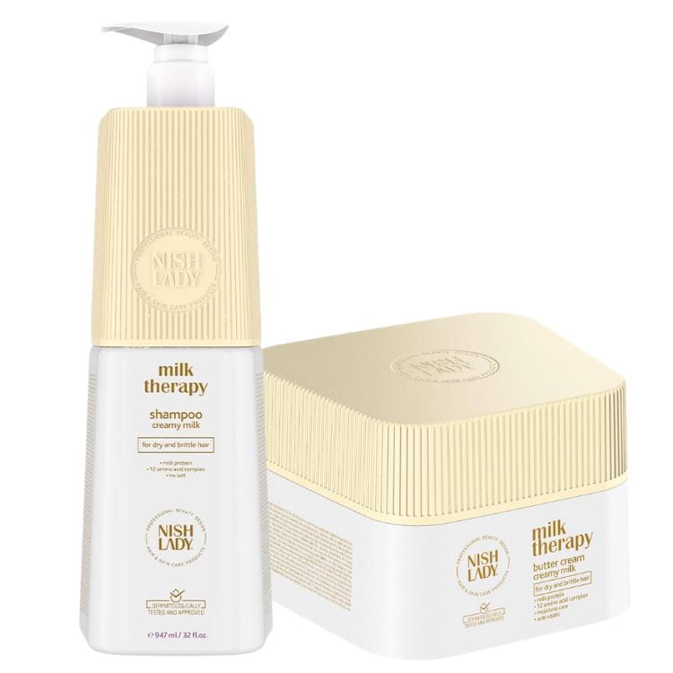 Nishlady Milk Therapy Sada Šampon Na Vlasy Proteiny 503 ML Maska 275 ML