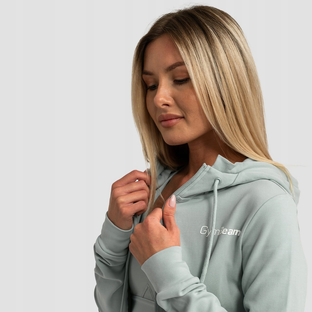 GymBeam Damska bluza z kapturem Zip Up Limitless Eucalypt Xs