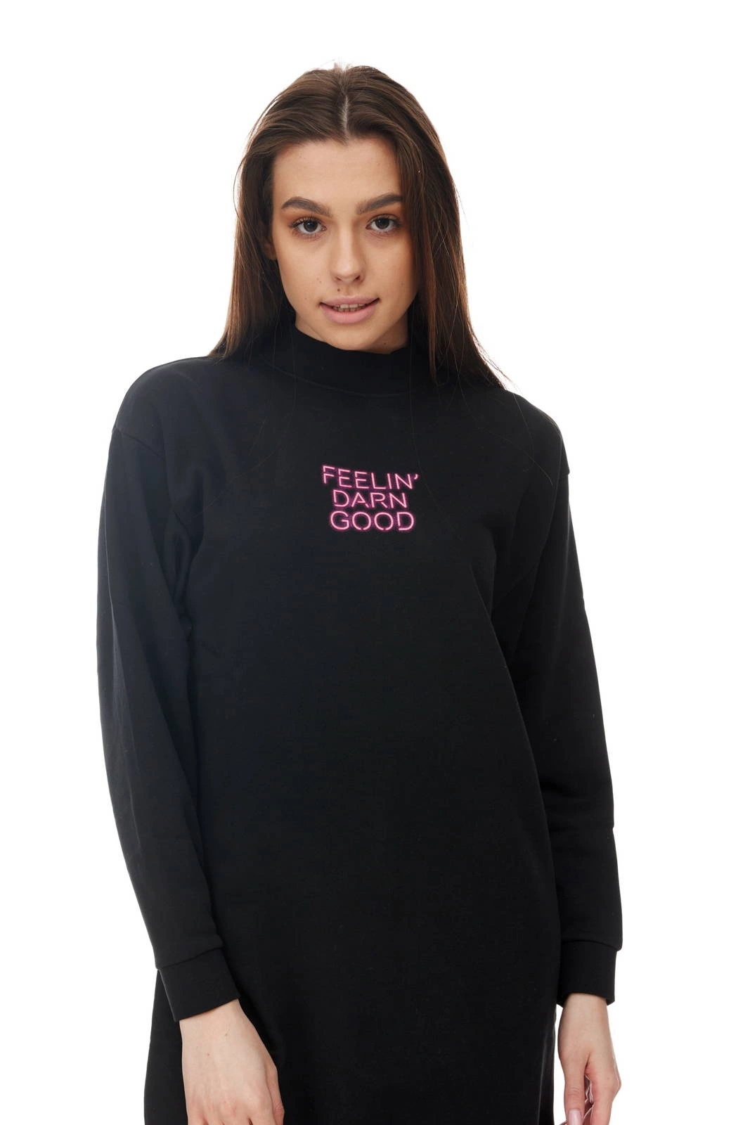 Dámské šaty Wrangler High Neck Sweat Teplákovka Black W9P2HR100 S