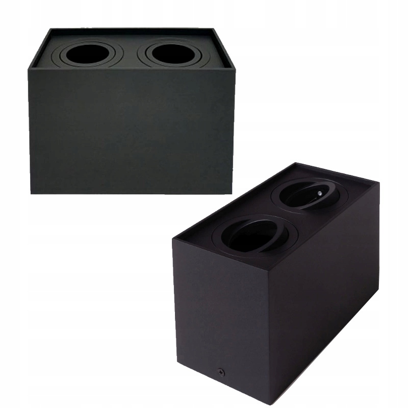 Lampa Sufitowa Led Podwójna Oprawa Halogenowa Kwadratowa 35W GU10 Czarna