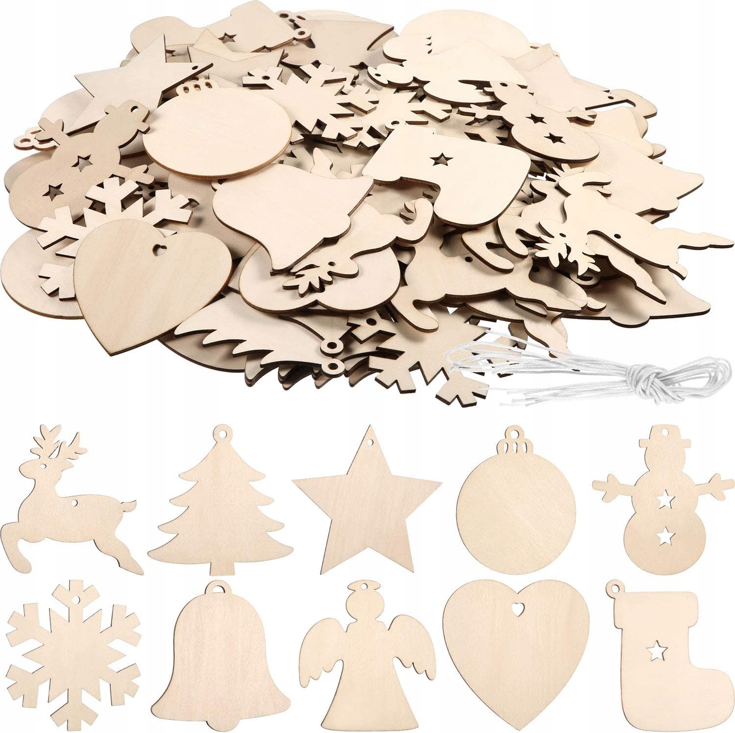 

Ozdoby Świąteczne MIX Zawieszki Drewniane 20szt8cm
