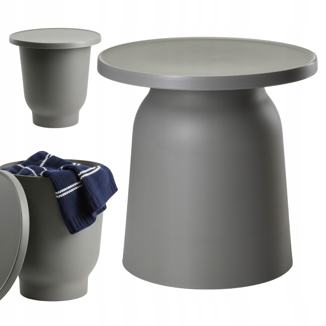 Kávový stolek OTTO1 šedá lavice Loft do obývacího pokoje zahrady kulatý 47 cm plast