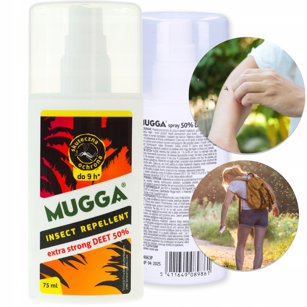 Spray środek na komary kleszcze i owady Mugga Deet 50% preparat 75ml strong