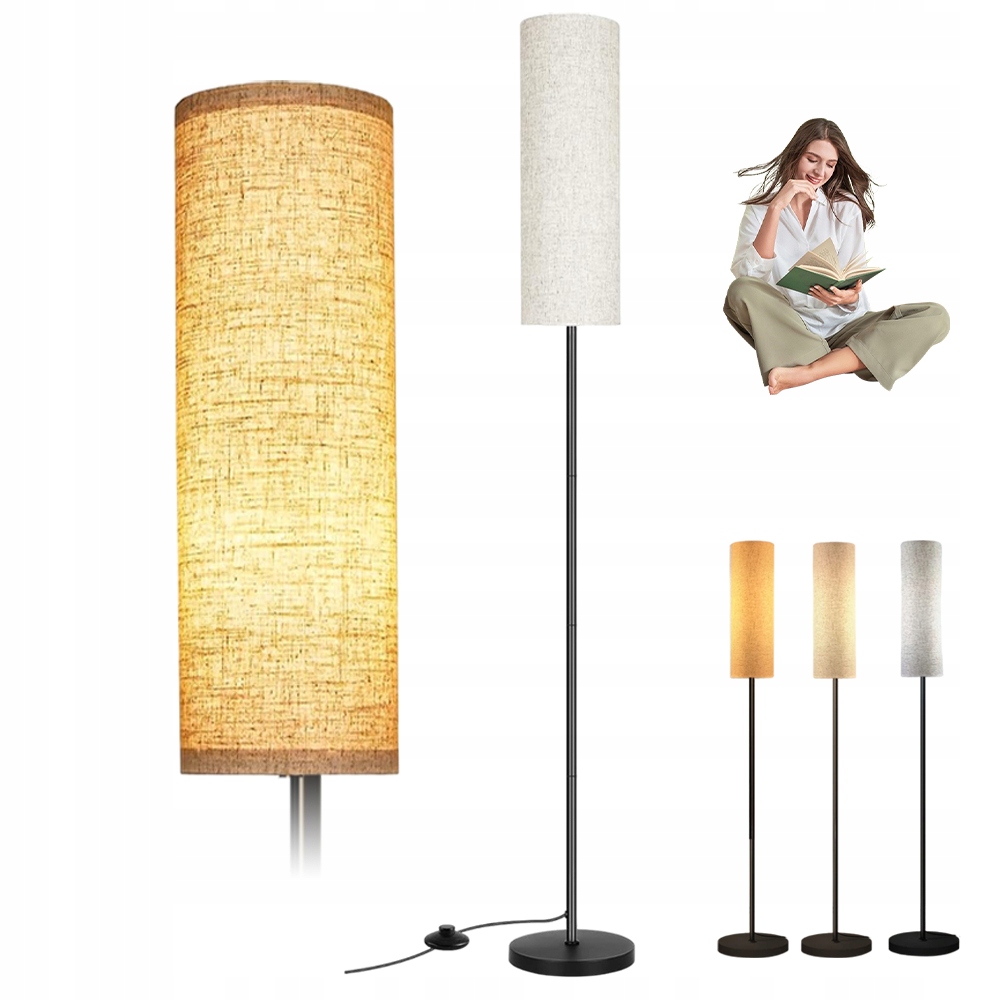 Lampa 3 Teploty Barvy 12W E27 Spínač Patky Lanový Stínítek