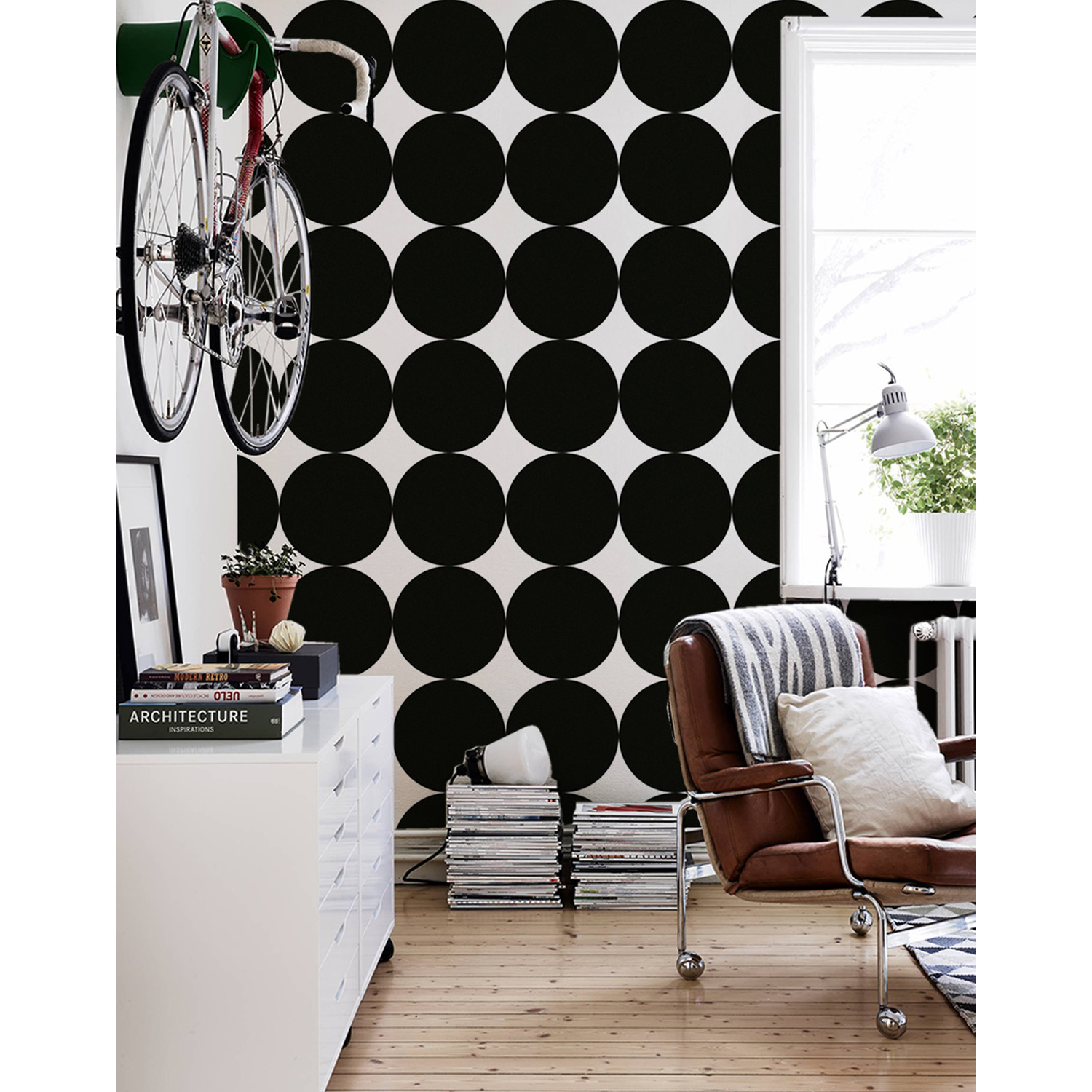

Tapeta flizelinowa Czarne kropki 104x70 cm + klej