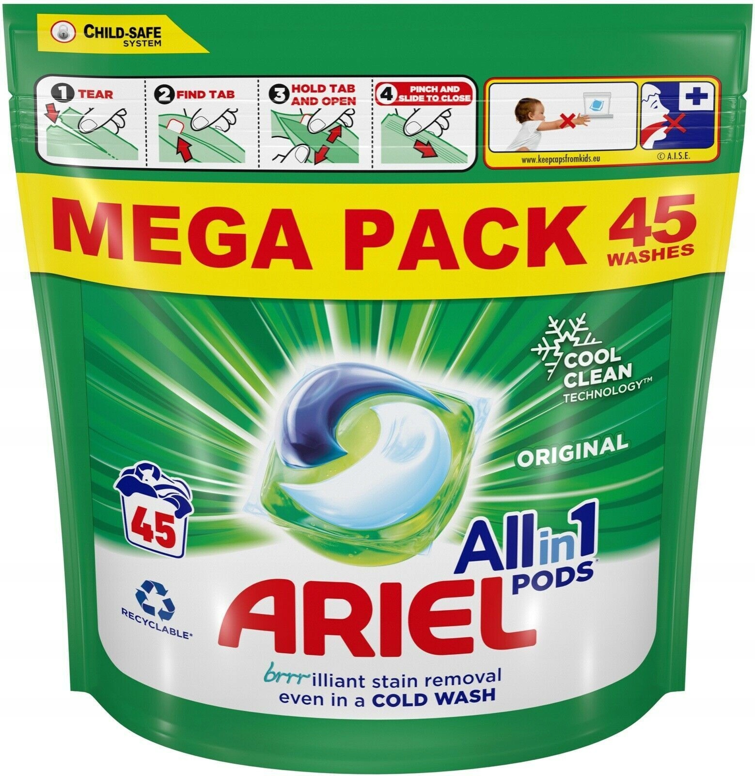

Ariel Pods 3in1 Kapsułki do prania białego 45 szt