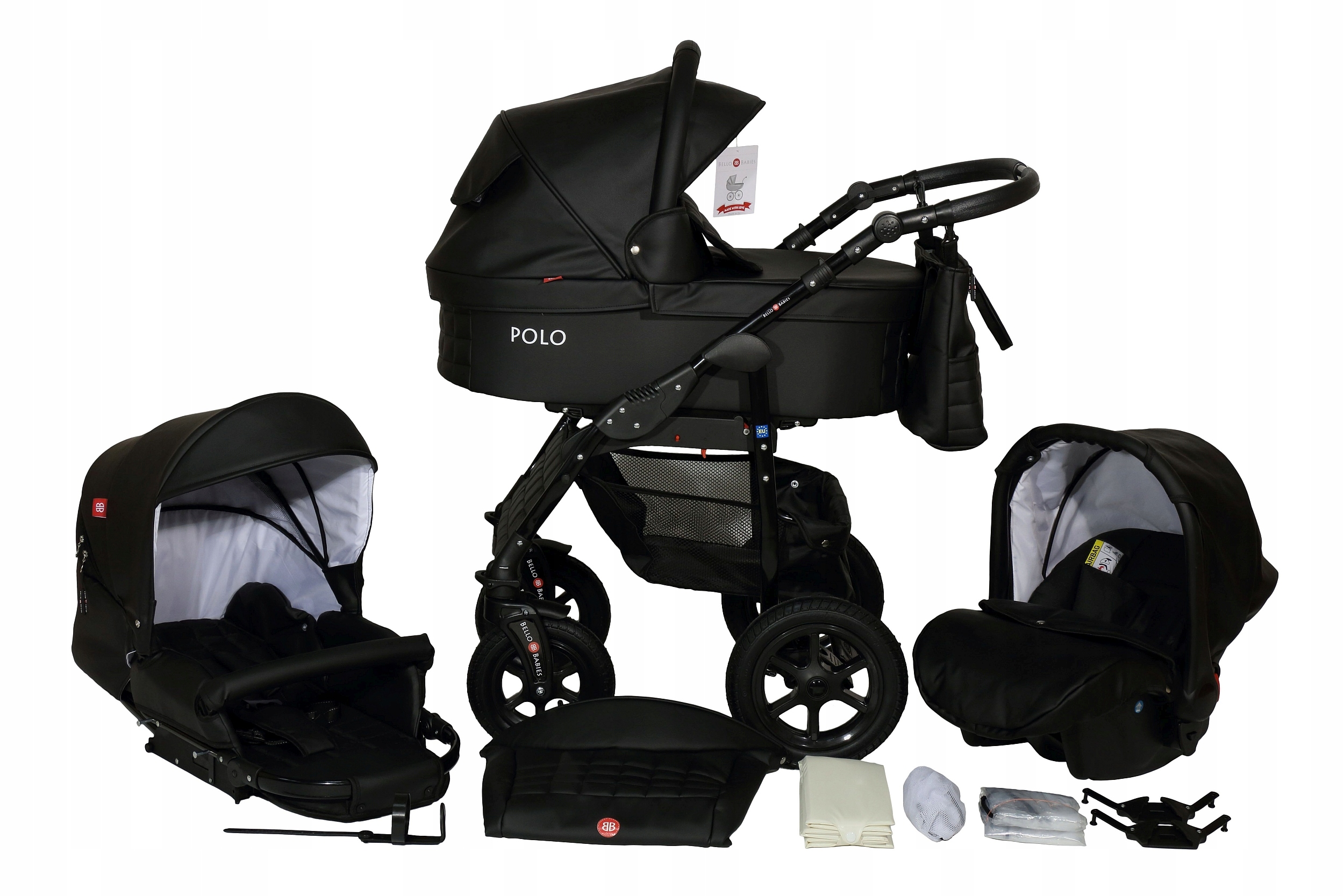 WÓZEK DZIECIĘCY BELLOBABIES POLO 3W1 + AKCESORIA