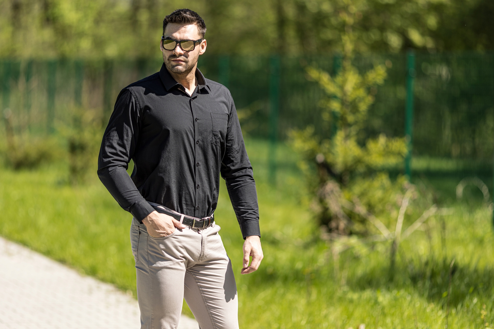 KOSZULA CZARNA ELEGANCKA KLASYCZNA - BAWEŁNA 40/41 Rozmiar M/L