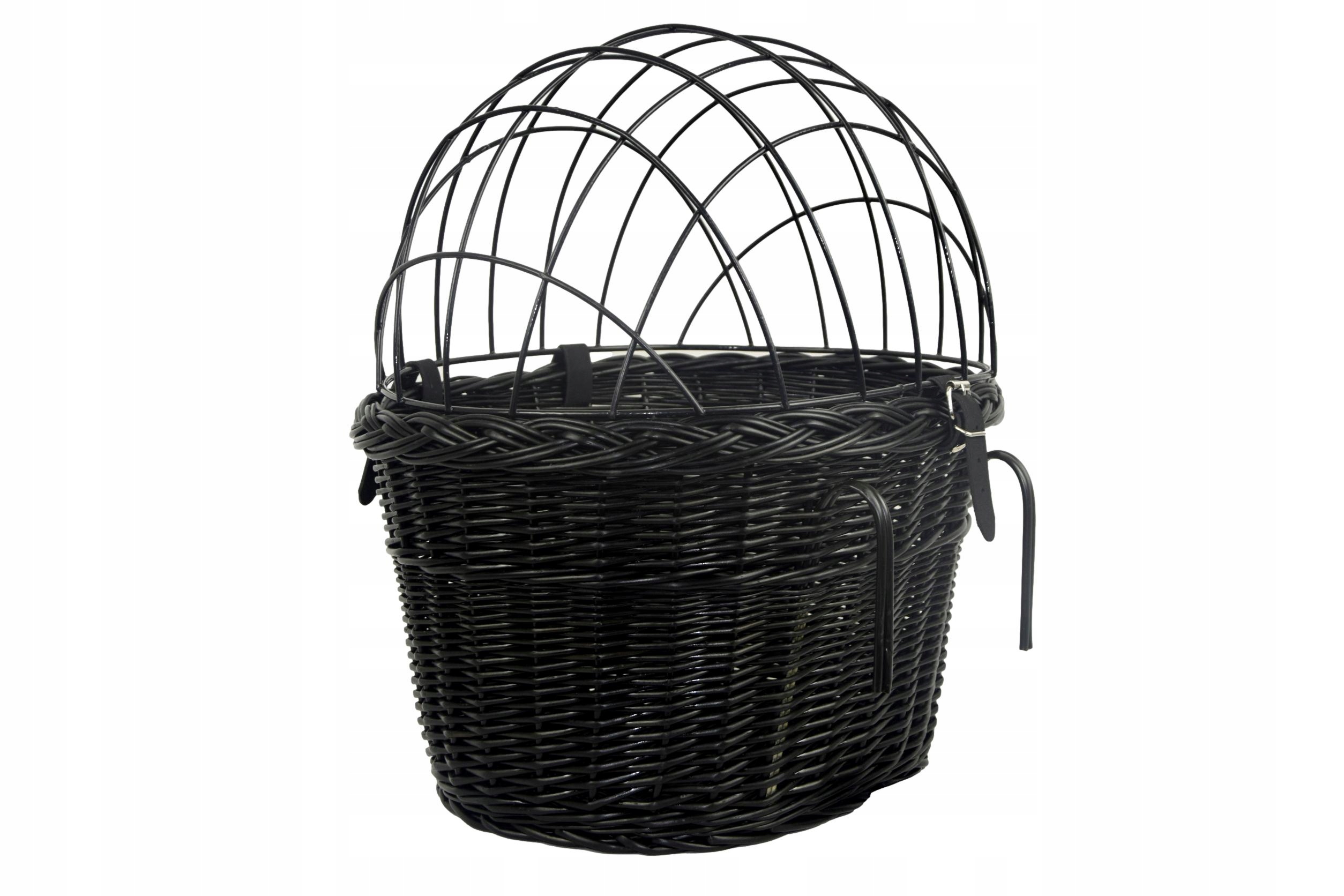 Duży koszyk na rower z kratką transporter wikliny