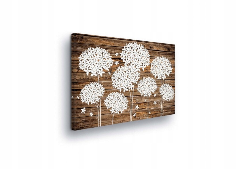 Obraz 100x75 Dekorativní květiny bílé dřevo minimalismus příroda svěžest