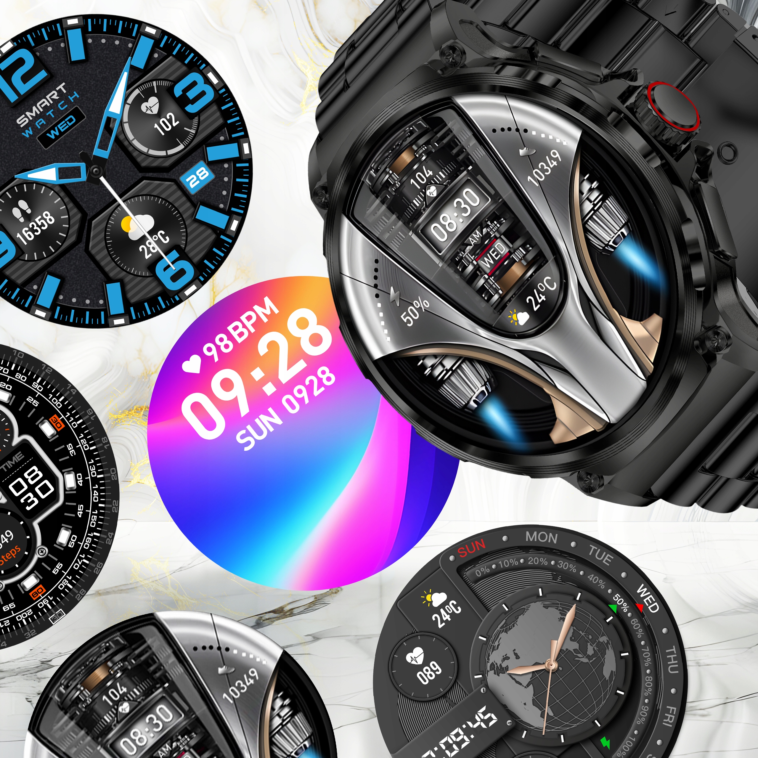 SMARTWATCH MĘSKI ROZMOWY ZEGAREK SPORTOWY SMART WATCH 710 mAh BATERIA PL Kształt koperty okrągła