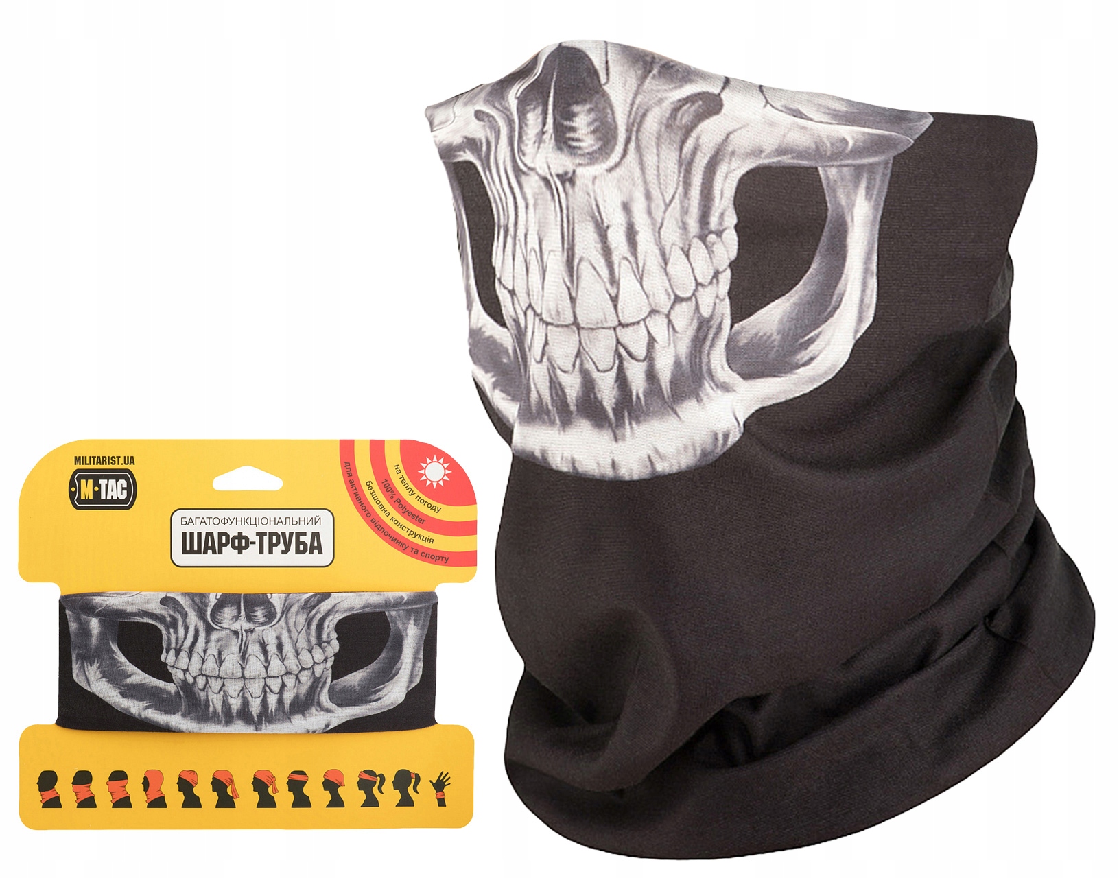 Komin Chusta Szalokominiarka Kominiarka Reaper Skull M-tac Czaszka Czarna