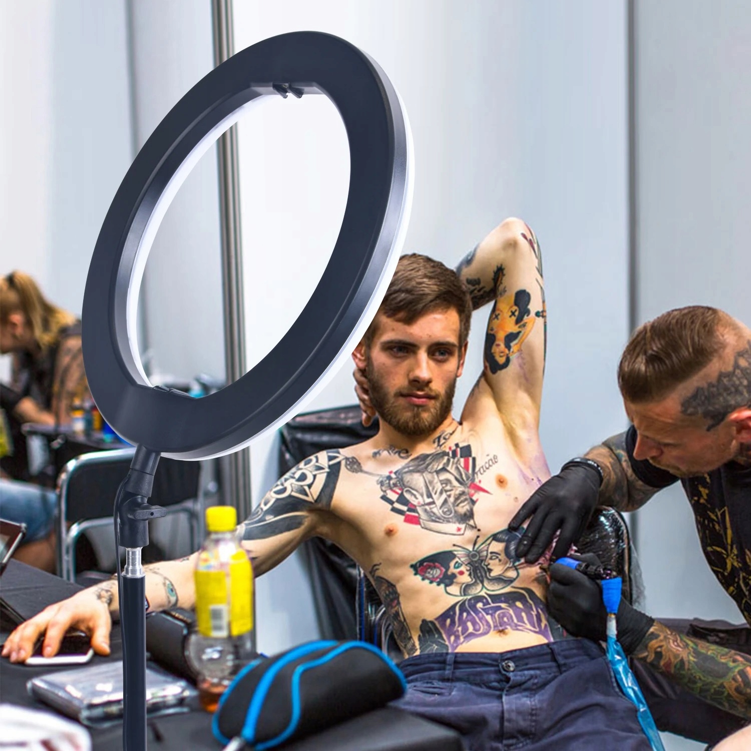 LAMPA PIERŚCIENIOWA LED RING ZE STATYWEM ZDJĘĆ FILMÓW SELFIE MAKIJAŻ 240W Stan opakowania oryginalne