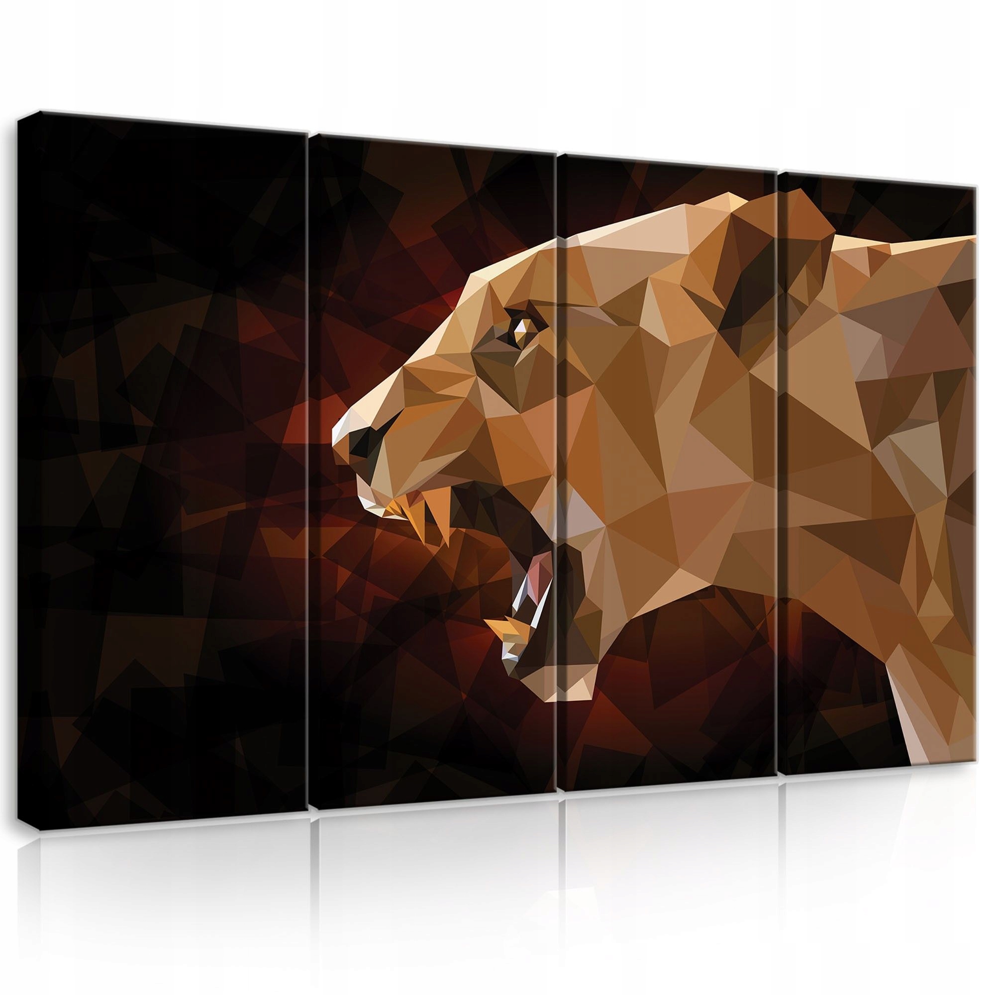 Obraz 120x80 Lvice low poly polyptych umění divoká příroda síla zvíře