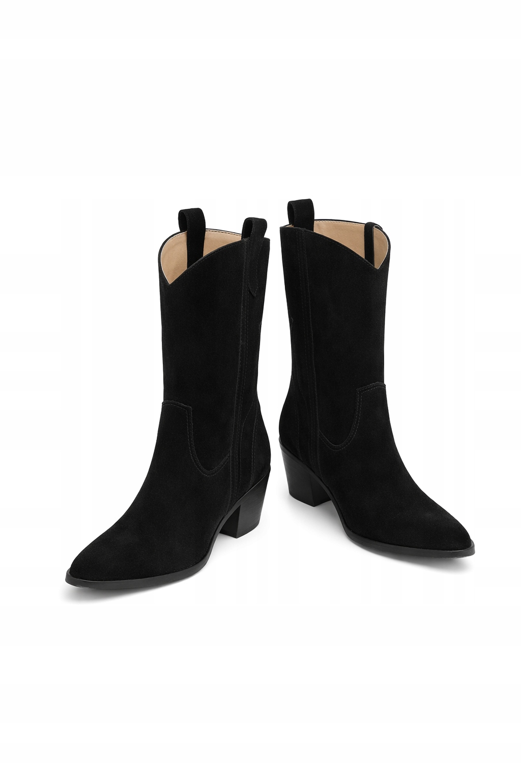 Černé Kovbojské Boty Ze Semišové Kůže S Kostkou 38 1I2B