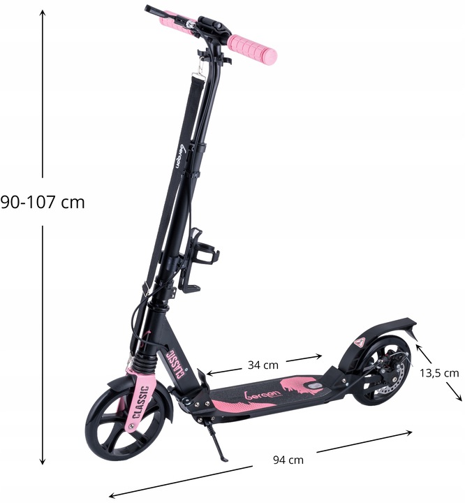 HULAJNOGA BERGEN CLASSIC Z HAMULCEM TARCZOWYM Kolor Czarny Różowy
