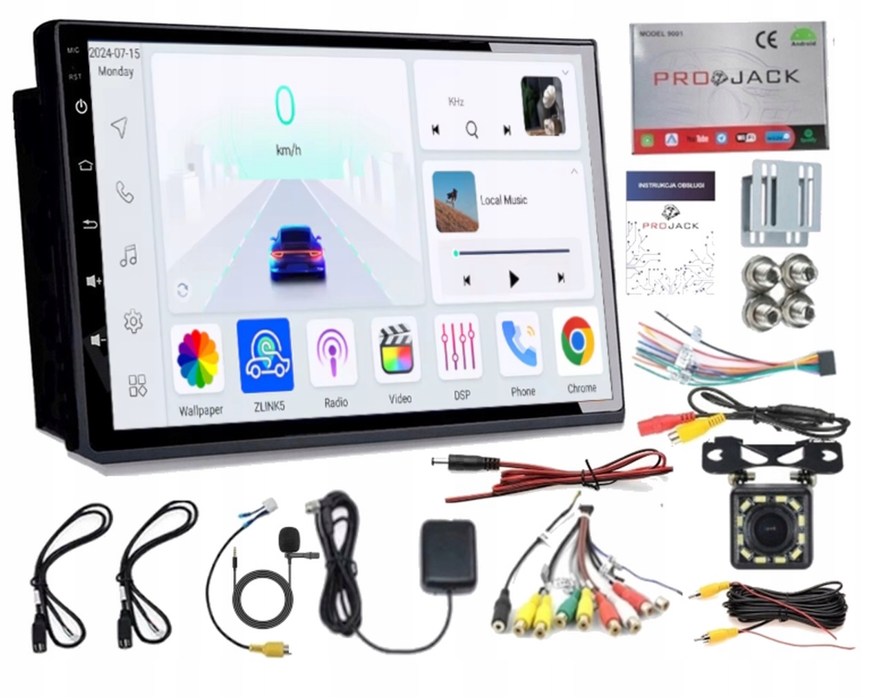 Rádio Gps 2DIN WiFI Bluetooth Rds Carplay Android Auto 4GB 64GB Kamera