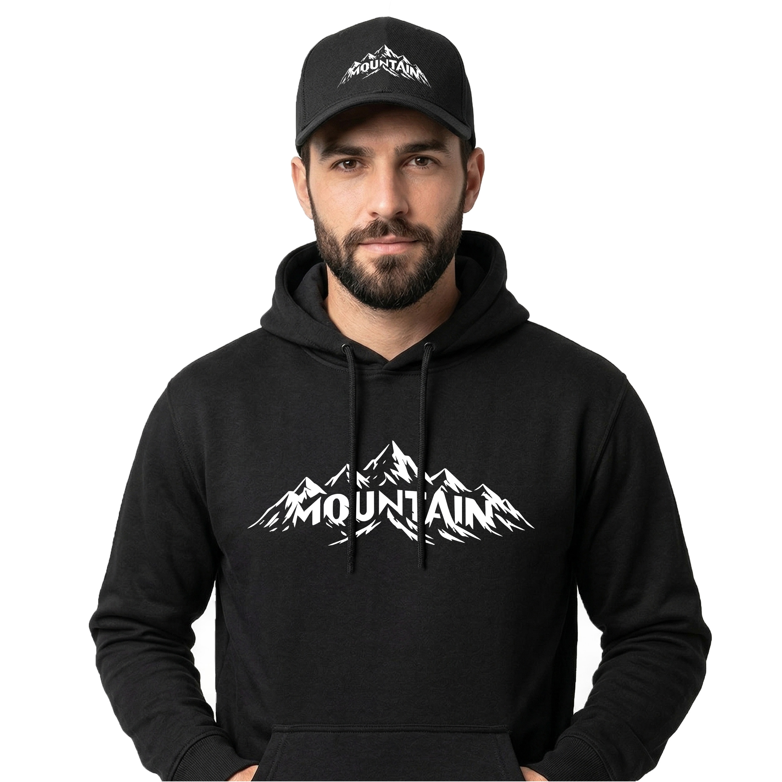 Dárek Pro Otce Mountain Mikina s kapucí 3XL Černá Čepice Stříška