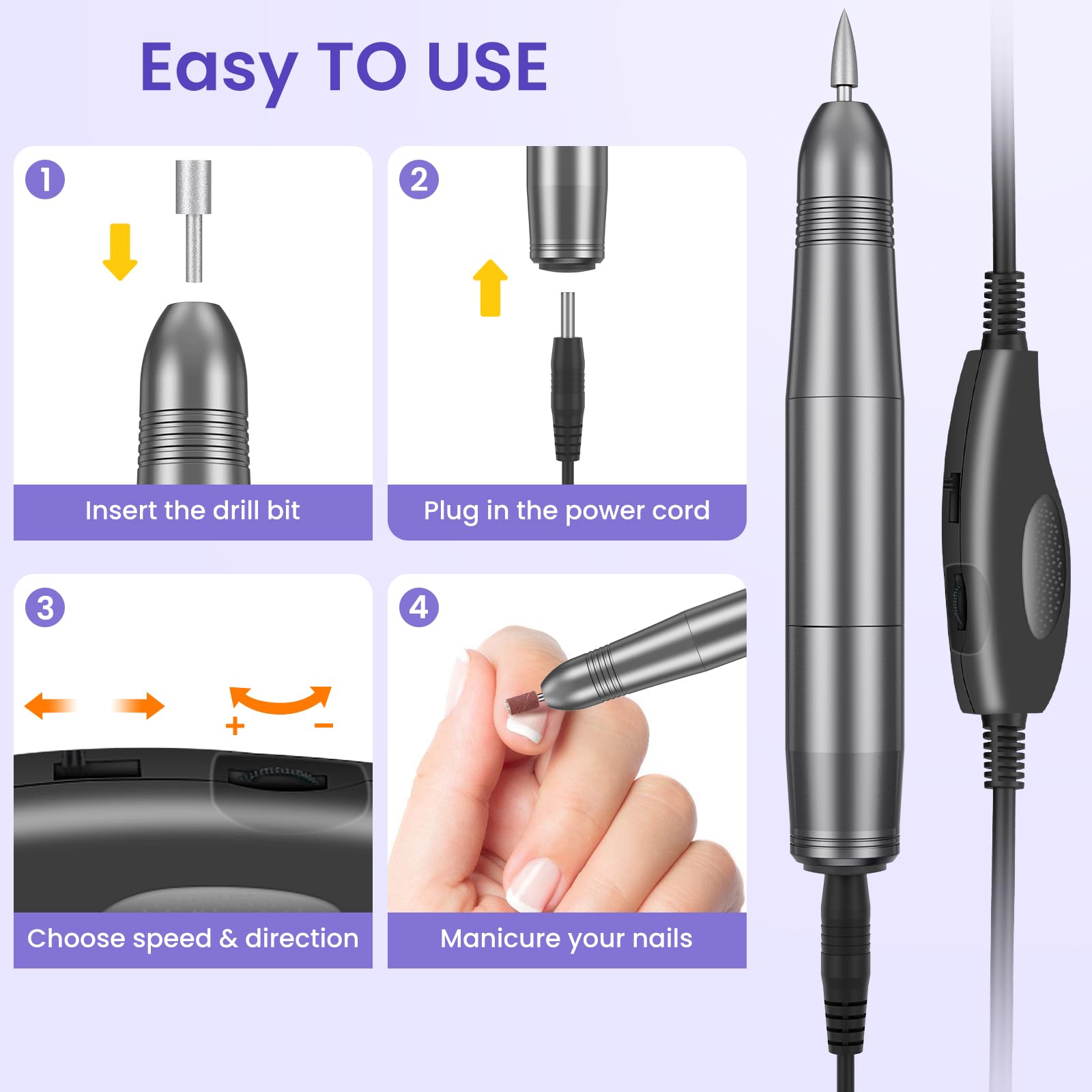 ELEKTRYCZNA FREZARKA DO PAZNOKCI 20000 OBRMIN DO MANICURE I PEDICURE — miniatura 5