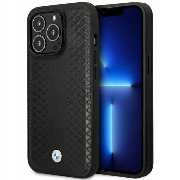 Etui Bmw Leather Diamond Pattern MagSafe na iPhone 14 Pro Max czarne