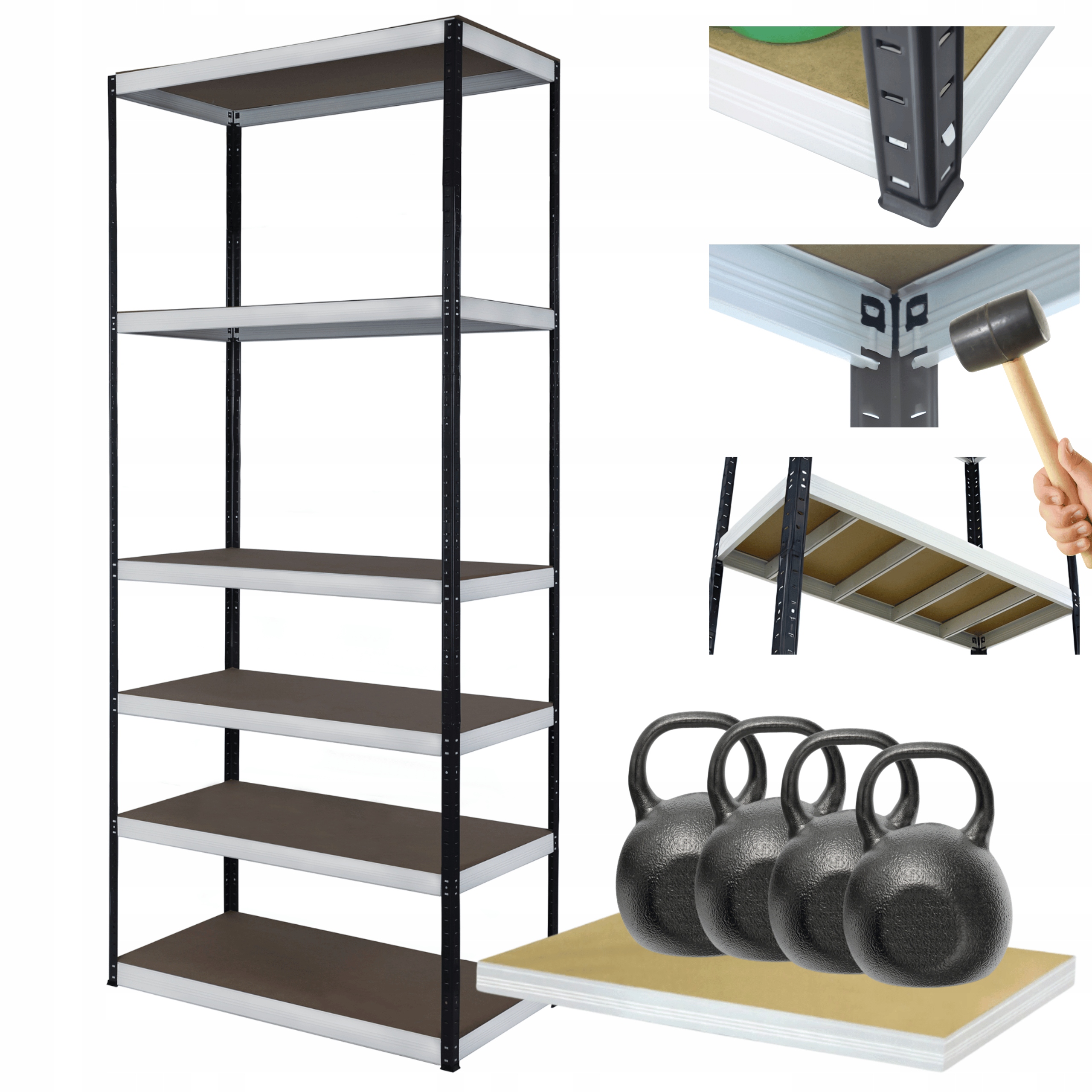 Kovový skladový regál Helios 196x90x35 cm 6Px400 kg Silný Poľský