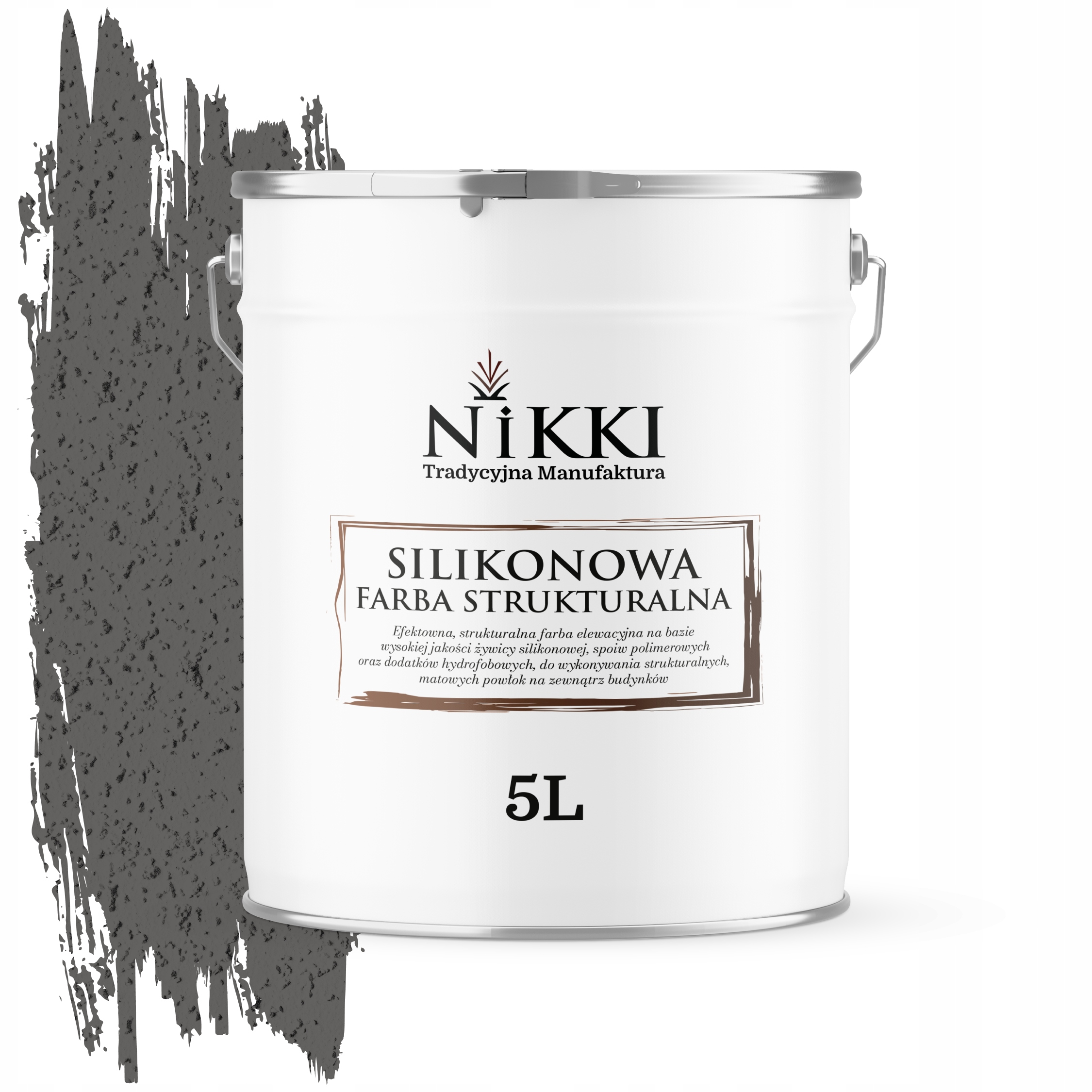 Štruktúrovaná fasádna silikónová fasádna farba 5L šedá tmavá F276 Uv
