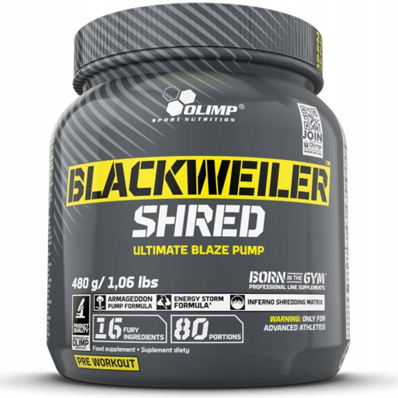 Olimp Blackweiler Shred 480g Silná Předtréninková Energie Síla