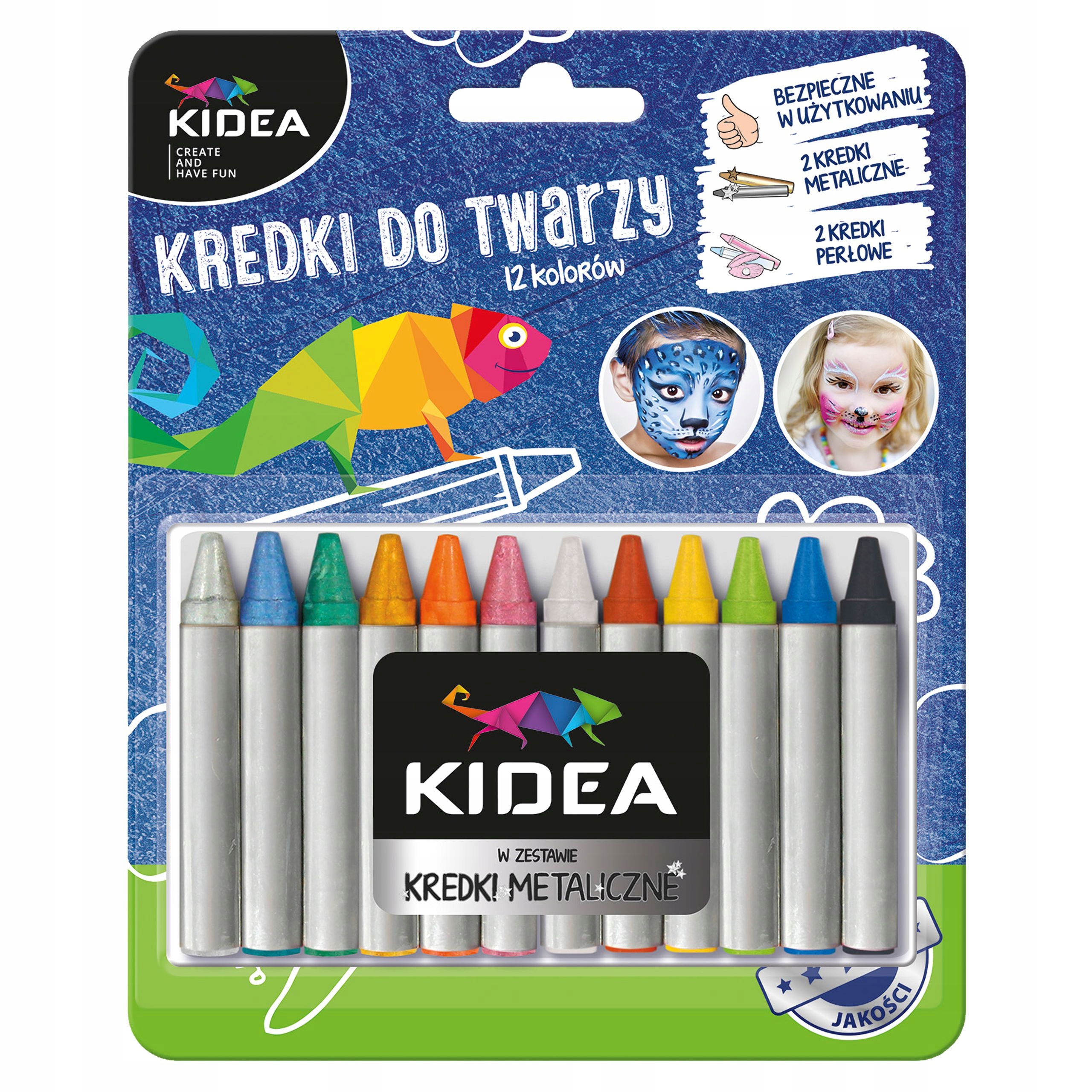 KREDKI DO MALOWANIA TWARZY 12 KOLORÓW X 2,5g KIDEA EAN (GTIN) 5901130036721