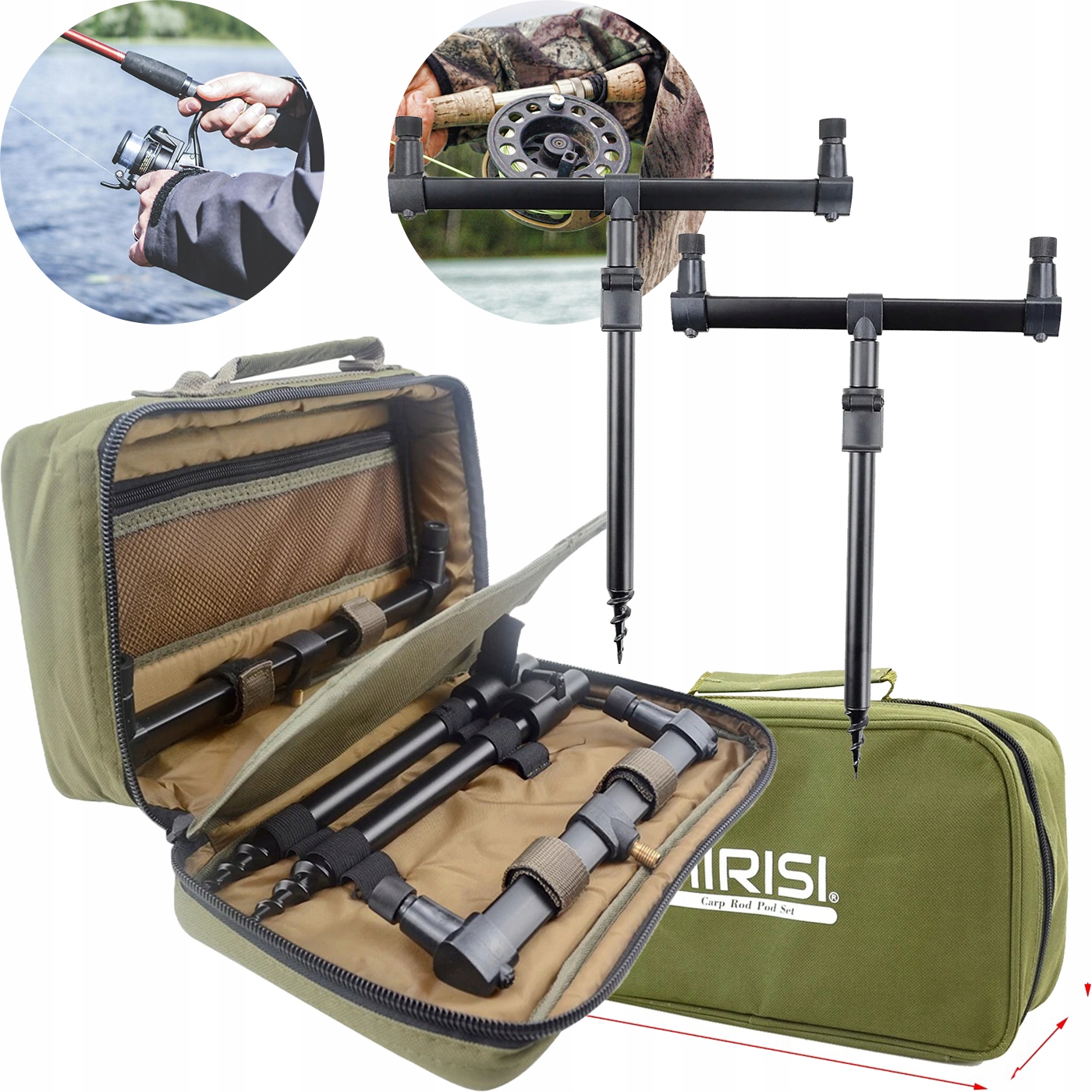 Stojan na prut kaprová rybářská taška Buzzer Bar 2 pruty Sada