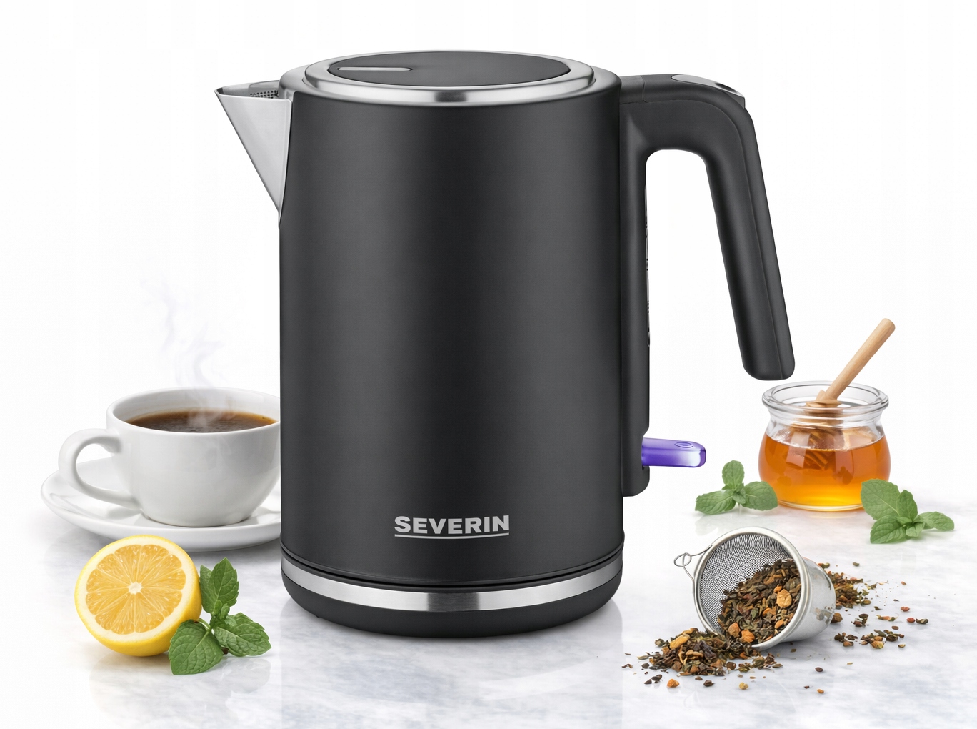 Czajnik Elektryczny 1L 2400W Czarny Stal Nierdzewna Bez Bpa Severin