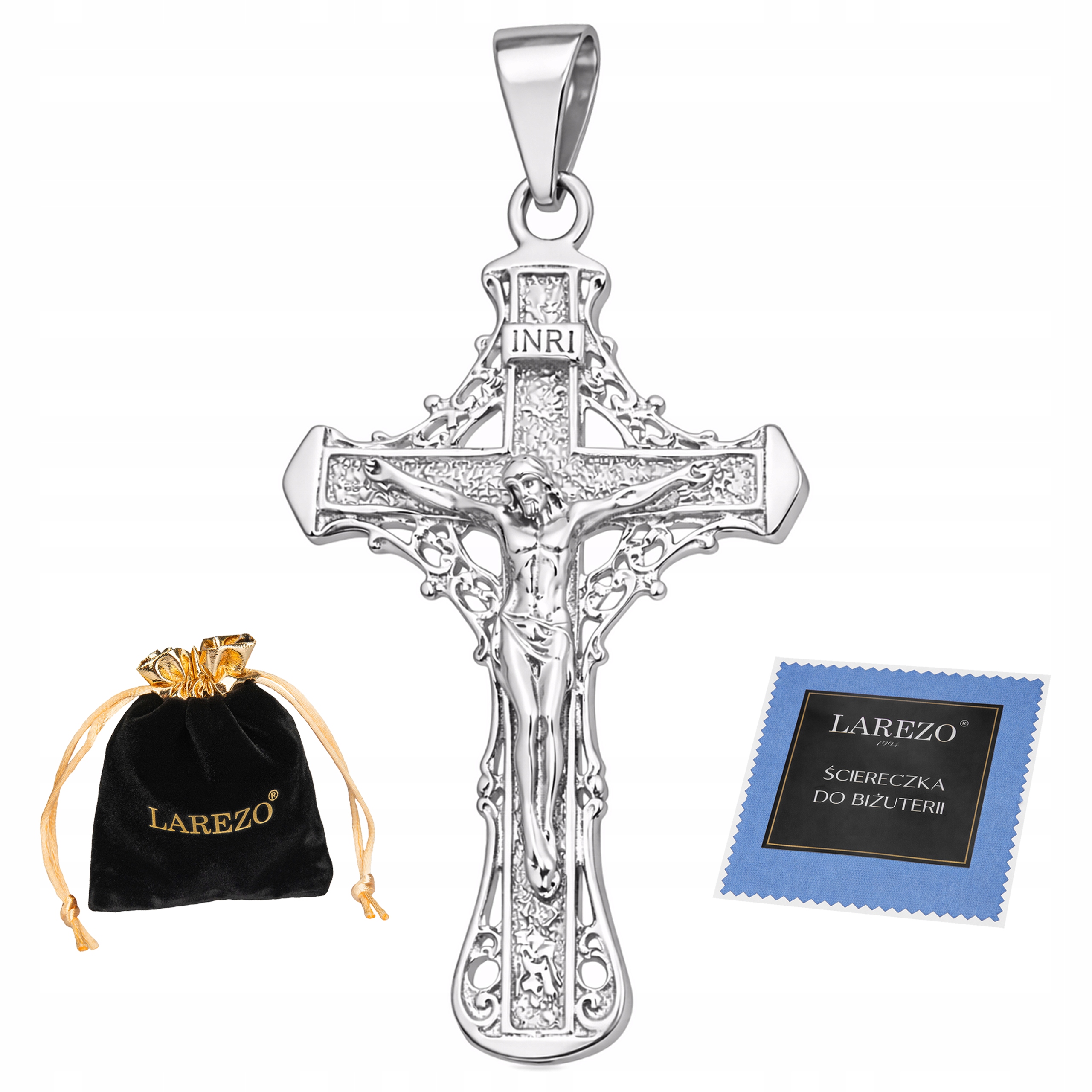 Rhodiovaný stříbrný ozdobný křížek s Ježíškem pro řetízek Stříbro 925