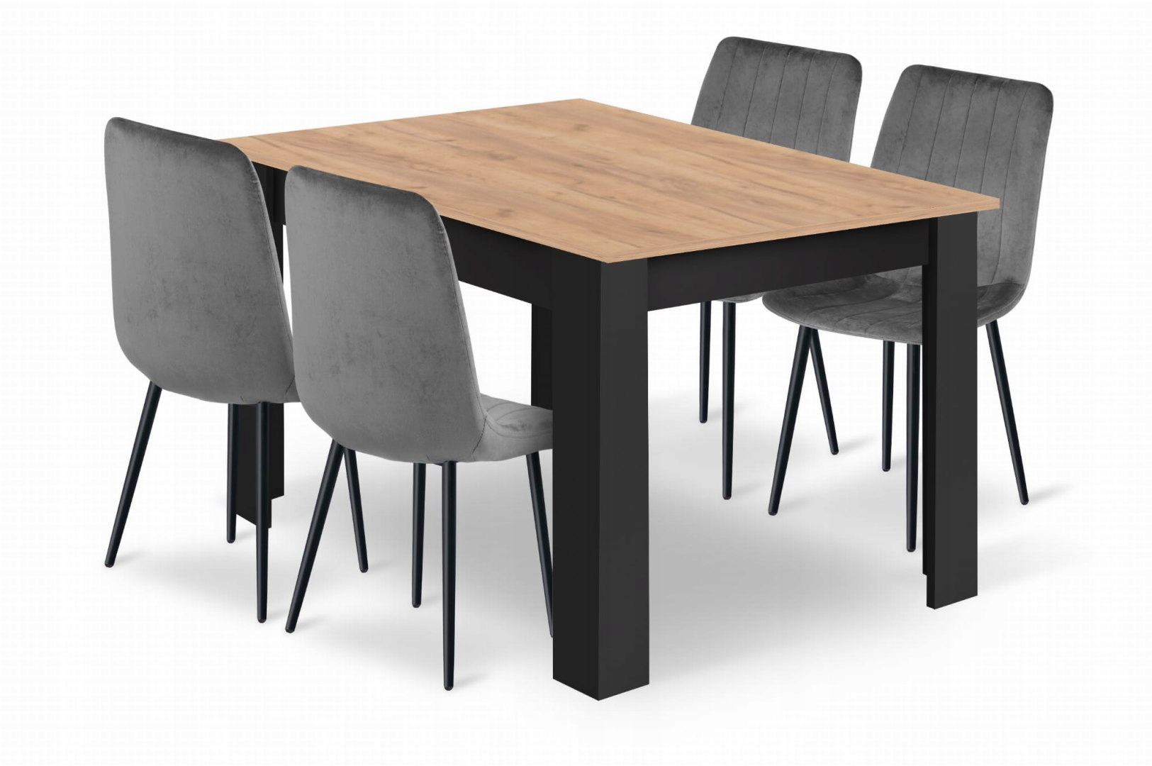 Sada do kuchyně, obývacího pokoje stůl 120x80 Craft Černý 4 židle šedé loft
