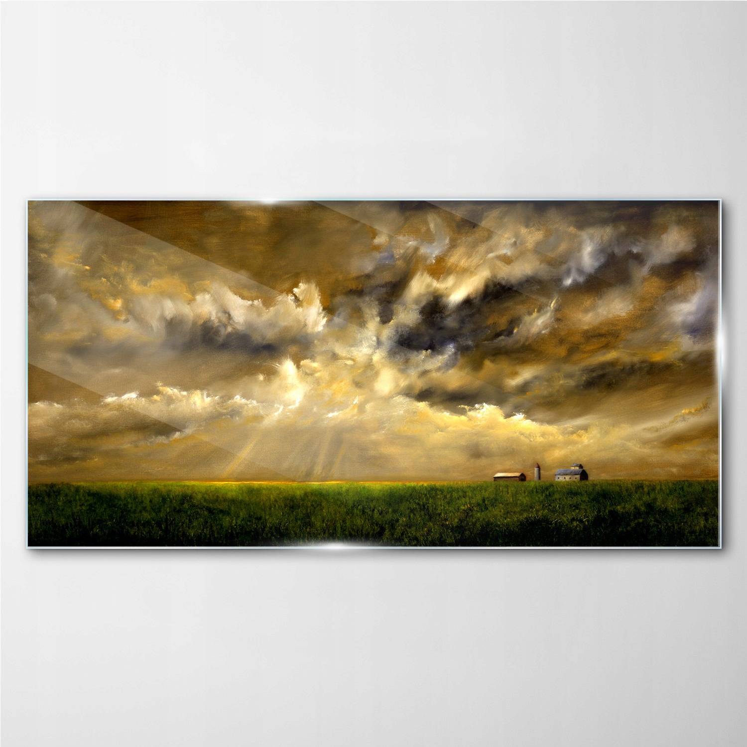 

Foto-obraz szklany Pejzaż wieś pole niebo 140x70