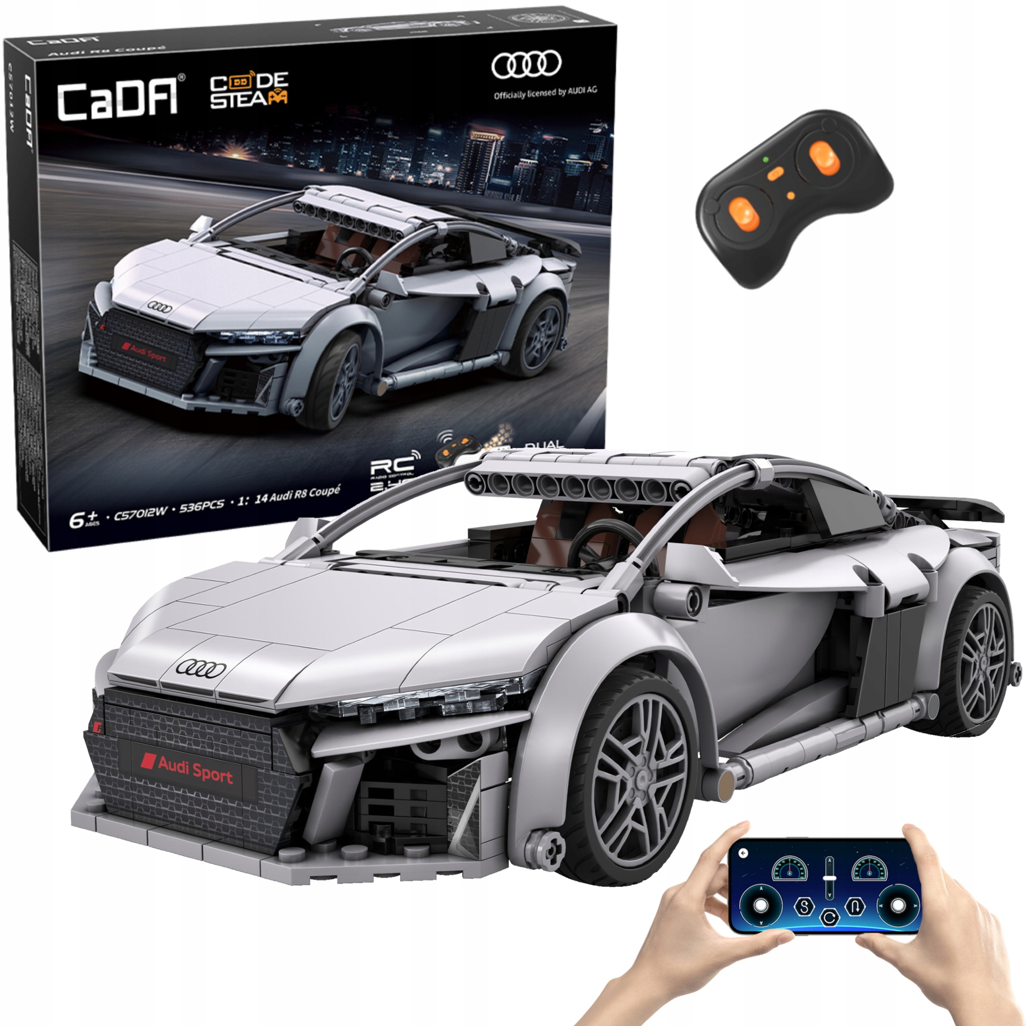 Klocki Cada Wyścigówka Rc Audi R8 Coupe 1:14 Auto Zdalnie Sterowane 536 El.