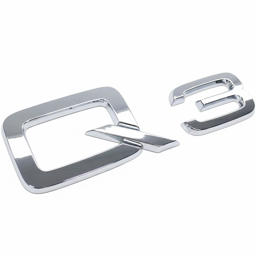Emblemat Literki Logo Napis Klapy Bagażnika Audi Q3 Abs 3M Srebrny połysk