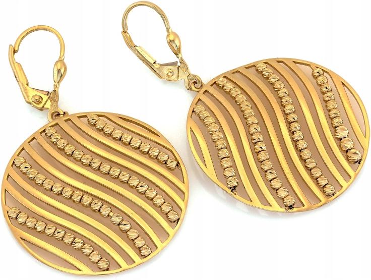 Náušnice zlaté velké závěsné kulaté s kuličkami fantazijní zlato 585 dárek