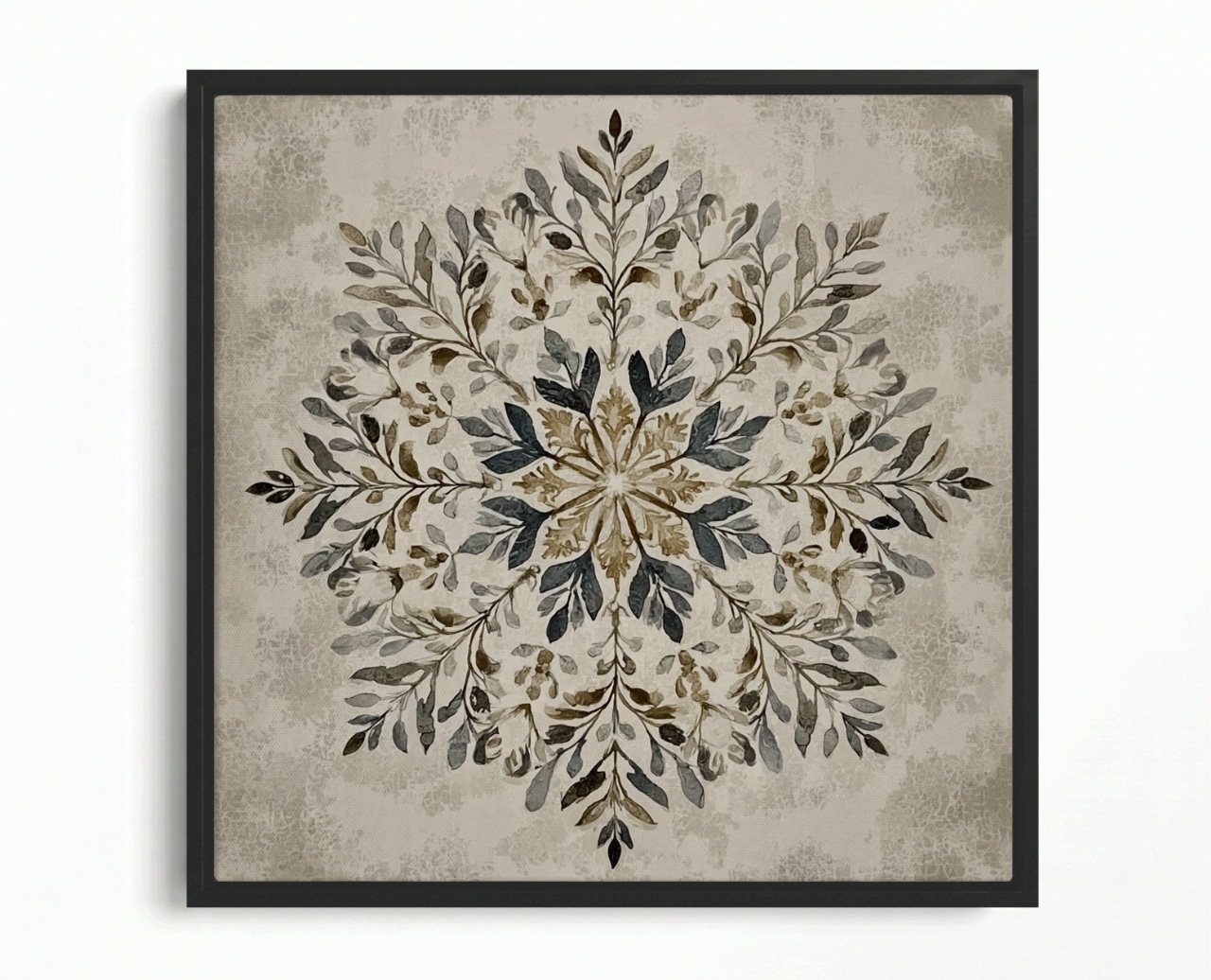 Obraz Rám Americký Box Grafika Sníh Vločka Mandala Scandi Boho 60x60