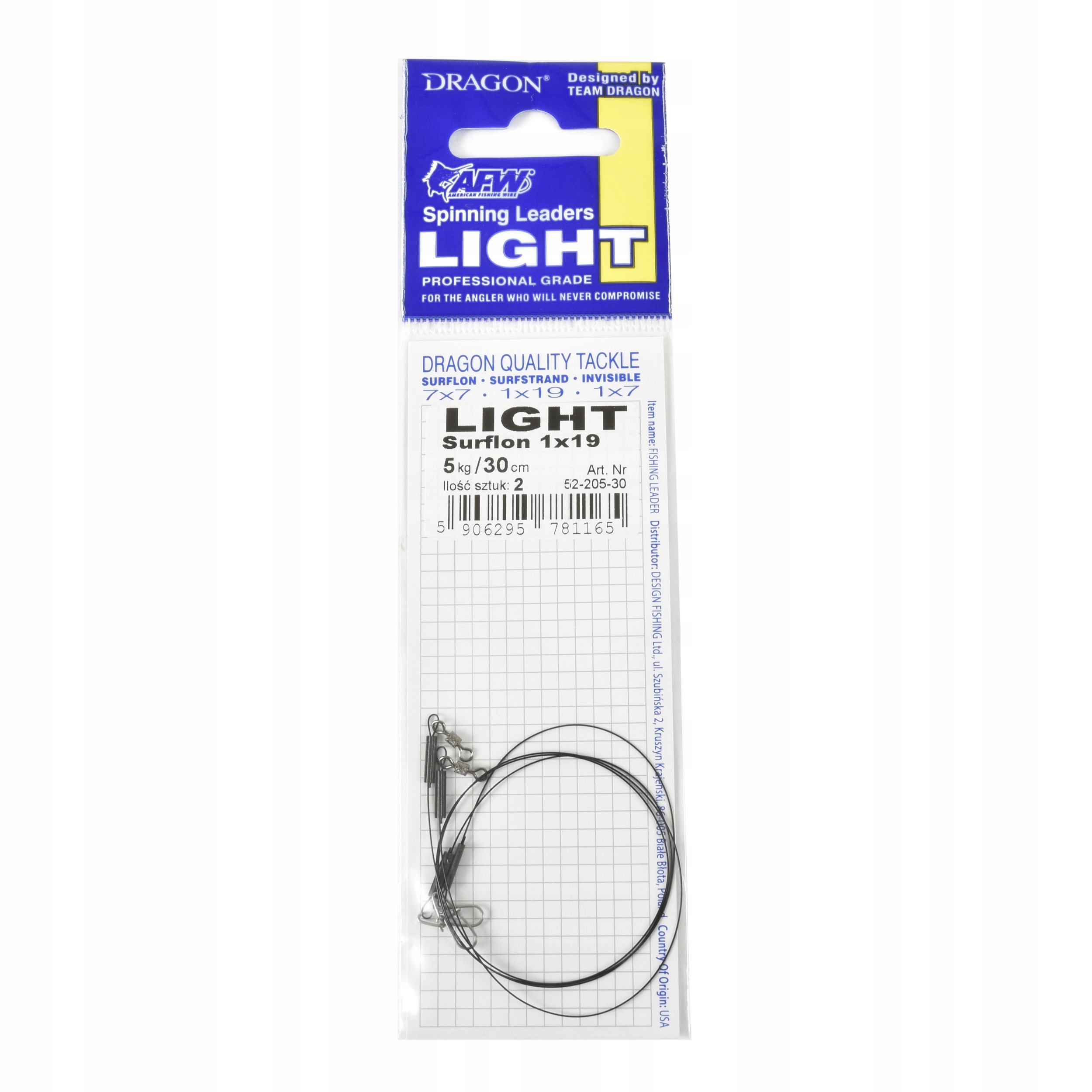 Przypon Dragon 1x19 Surflon Light 5kg 30cm op. 2szt