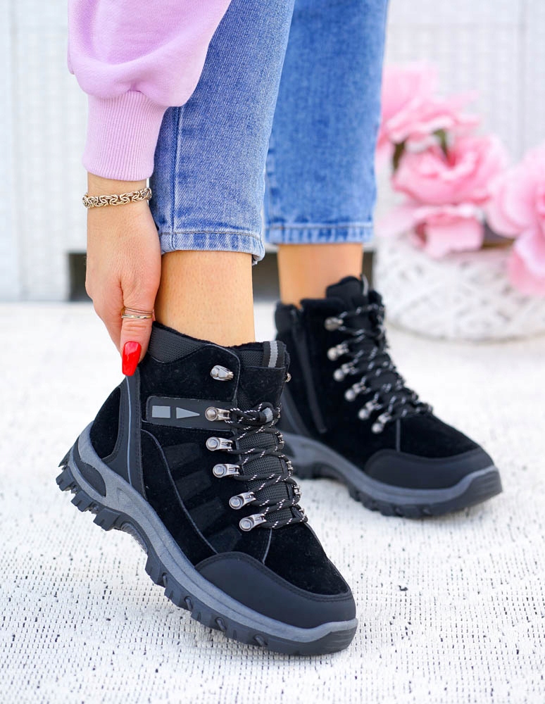 Buty Treckingowe Trapery Tech Mountain Czarne 39 Wzór dominujący bez wzoru