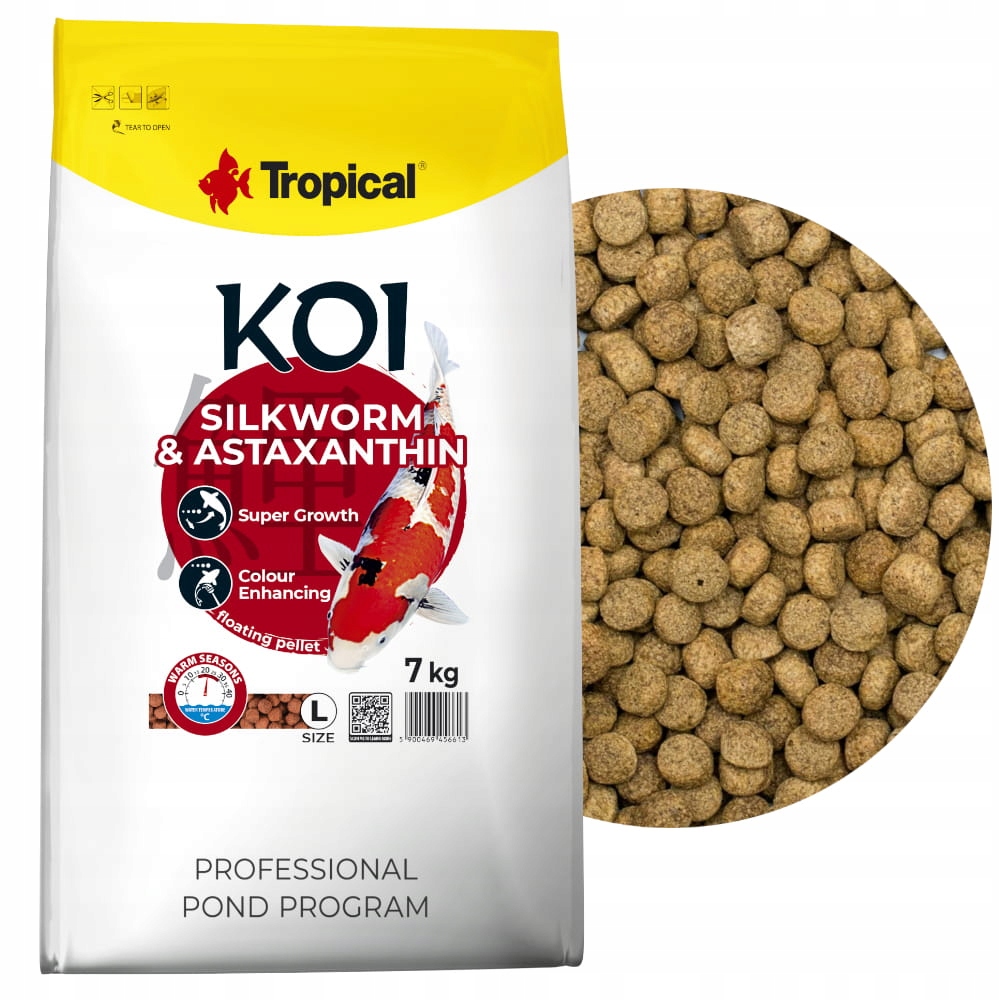 Tropical přikrmování bource morušového & Astaxanthin L 7kg Krmivo pro Koi kapry