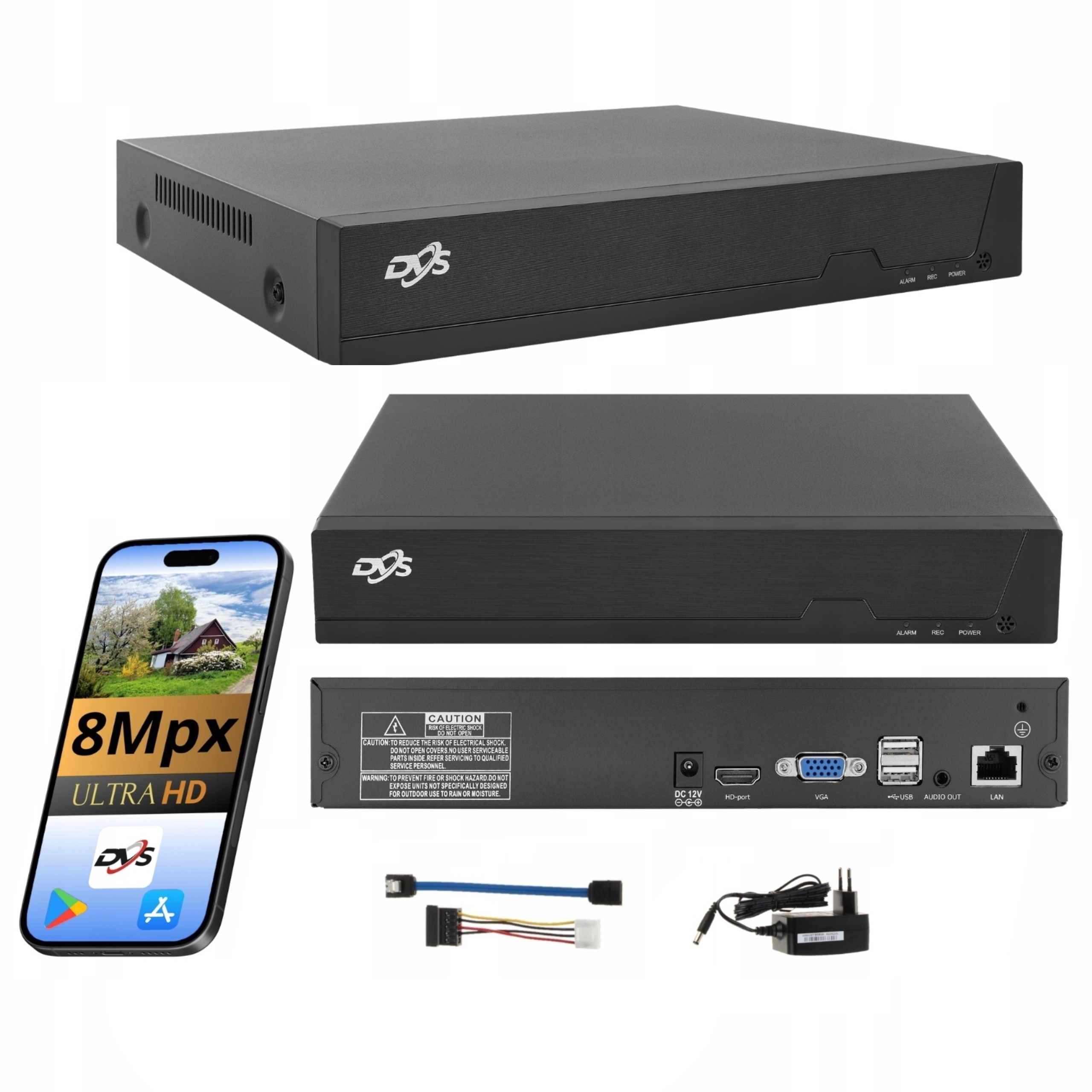 Síťový Záznamník Dvs Bezdrátový Monitoring 8 Kamer Ip Wifi 4K Onvif