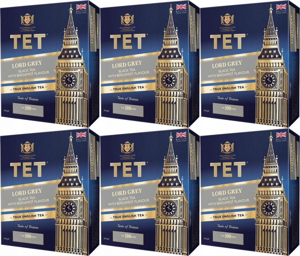 Tet herbata czarna Lord Grey 100 torebek 200g x6