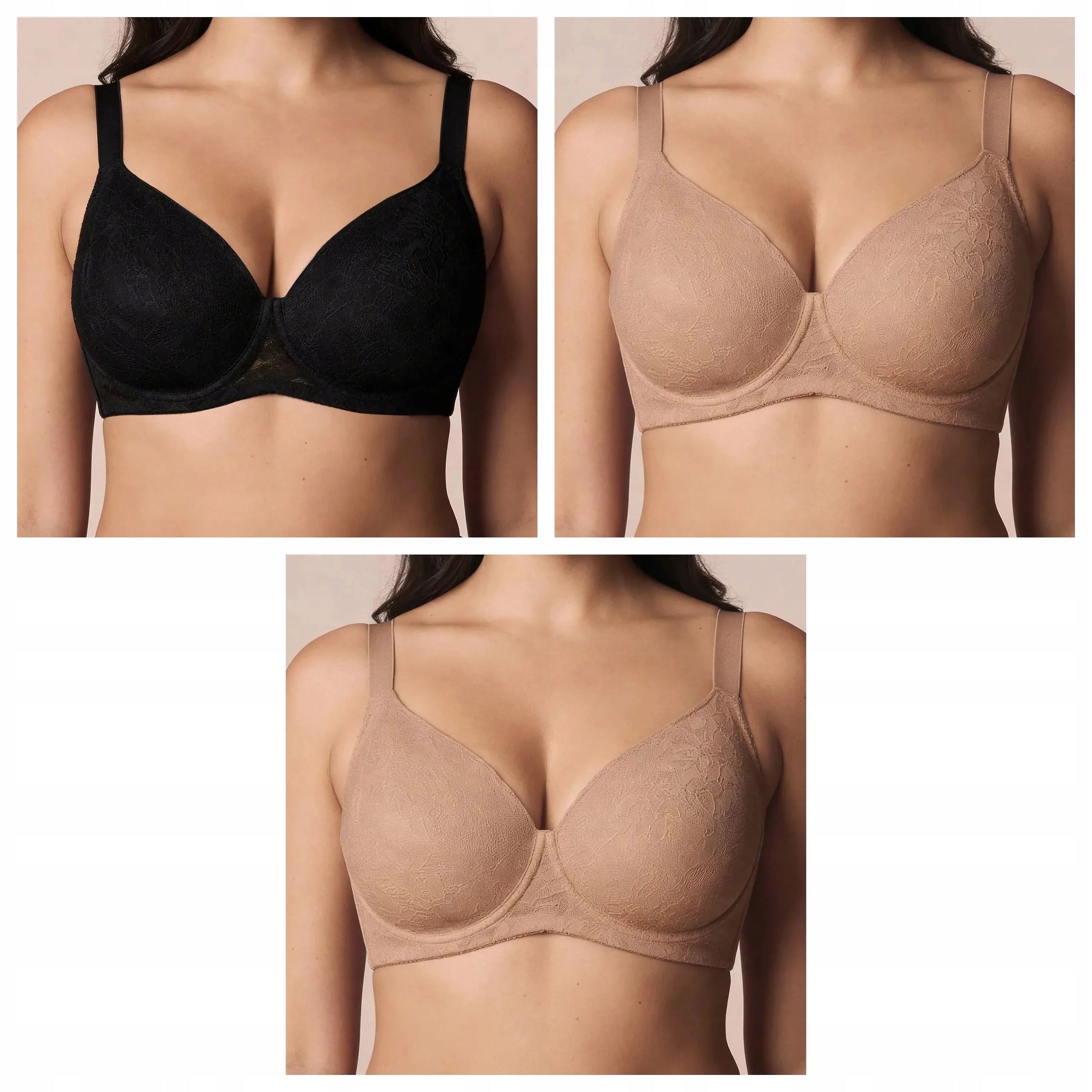 3x měkká krajková podprsenka Lormar 453L 2x béžová černá 95C