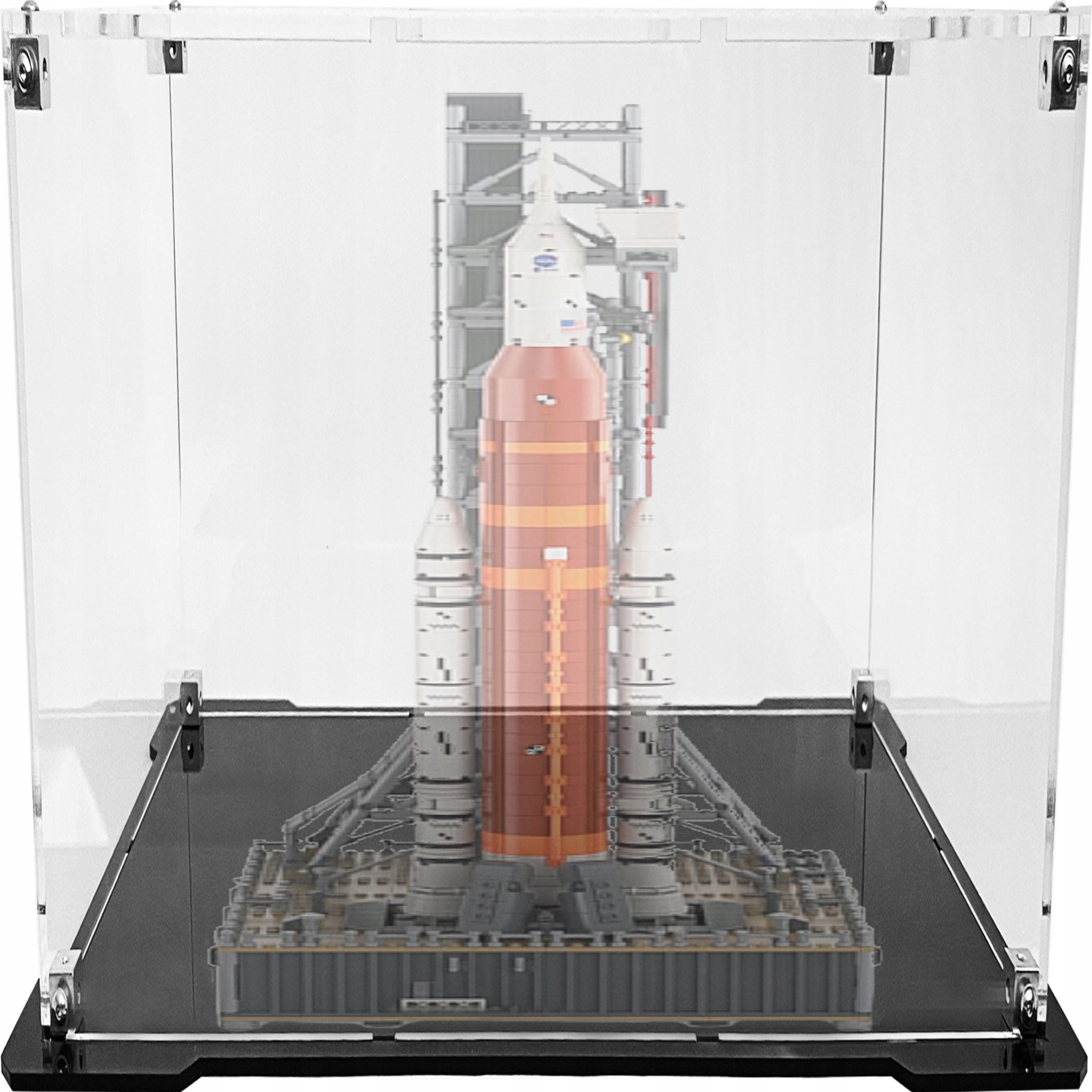 Vitrína s černým podstavcem pro stavebnici Lego 10341 Raketa Sls Nasa Artemis
